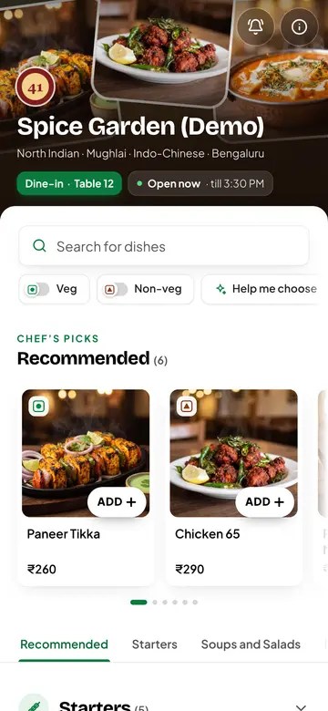 Metro theme: the demo menu in Metro style