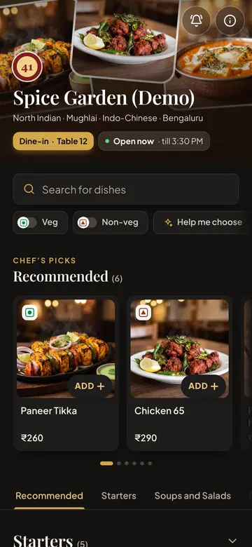 Midnight theme: the demo menu in Midnight style