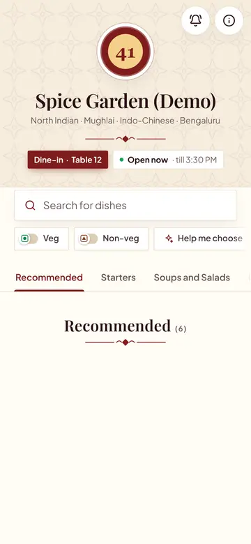 Royal theme: the demo menu in Royal style