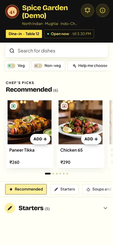 Street theme: the demo menu in Street style